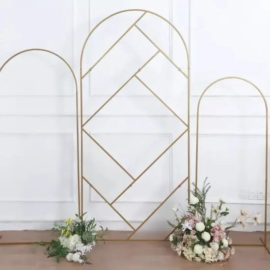 Gold 7 feet Metal Round Top Geometric Wedding BACKDROP STAND Party Decorations {2}