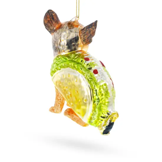 Taco Dog Glass Christmas Ornament {5}