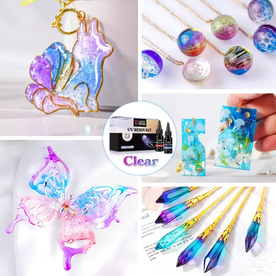 LET'S RESIN UV Resin, 12Colors Ultraviolet Epoxy Resin Clear, Odorless & Low Shrinkage UV Resin Kit for Crafts, Jewelry Making, Decoration(20g Each) {6}