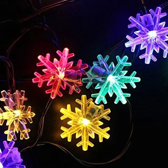 Dazzle Bright 100 LED Solar Christmas Snowflake Lights Outdoor, 39 FT Solar Powered Snowflake String Lights Waterproof for Xmas Tree, Holiday, Wedding Party, Patio Decorations (Multi Color) {3}
