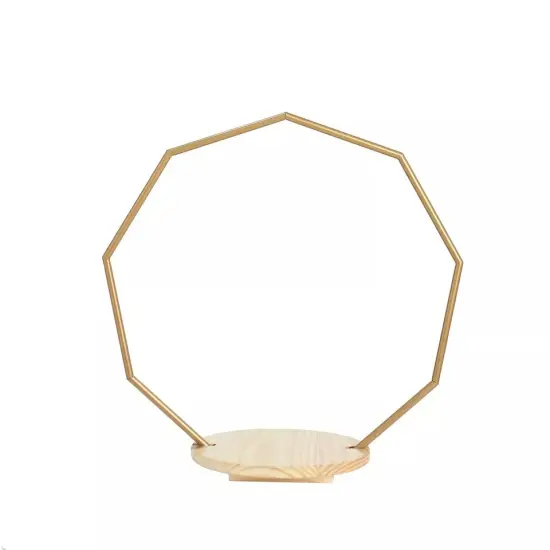 Gold 22 in Geometric Nonagon Wood Metal Arch CAKE STAND Party Decorations {1}