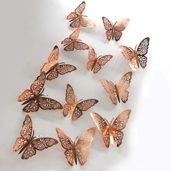 FOMTOR 3D Butterfly Wall Stickers Rose Gold Butterfly Decorations for Home Decor Cake Decorations Room Decorations Party Wedding Decor (24 Pcs) {2}