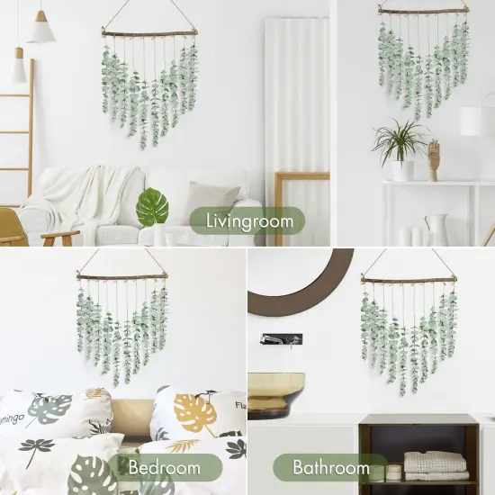 Bestjing Artificial Eucalyptus Wall Hanging Decor - Fake Eucalyptus Leaves Greenery Eucalyptus Vines Wall Hanging Plants - Farmhouse Rustic Boho Wall Decor for Bathroom Bedroom Livingroom Decorations {2}