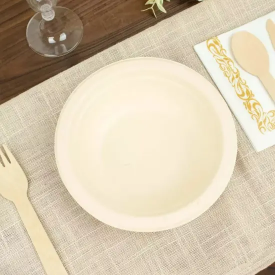 50 Natural 12 oz Round Sustainable Bagasse Disposable BOWLS Party Decorations {2}