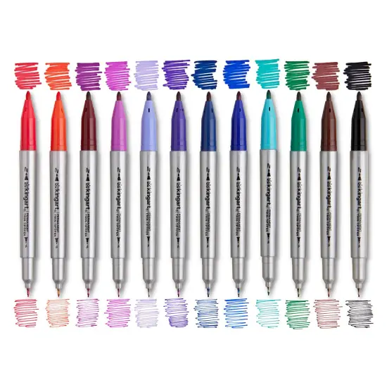KINGART&reg; Permanent Twin-Tip&trade; Pens 12 Colors {1}
