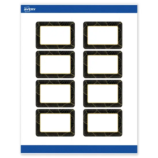 Avery Printable Rectangle Labels with Sure Feed Technology, Pre-Printed Black Border with Gold Pattern, Matte White, 2" x 3", Laser & Inkjet Compatible, 80 Total {1}