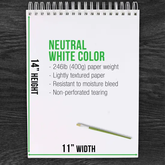 11x14" Premium Heavy-Weight Acrylic Painting Paper Pad, 246lb (400gsm), 2 Pack, 12 Sheets, Spiral Bound, for Acrylic Paint {3}