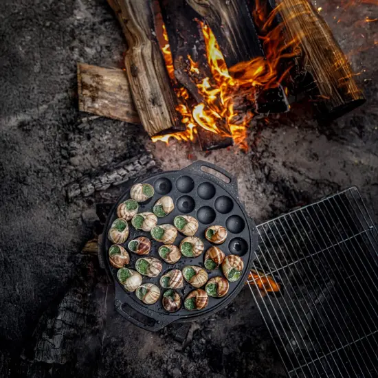 Petromax Cast Iron Poffertjes Pan for Hygge Kitchen or Camping, Ebelskivers/Aebleskivers Griddle Cookware Conducts Heat Evenly {6}