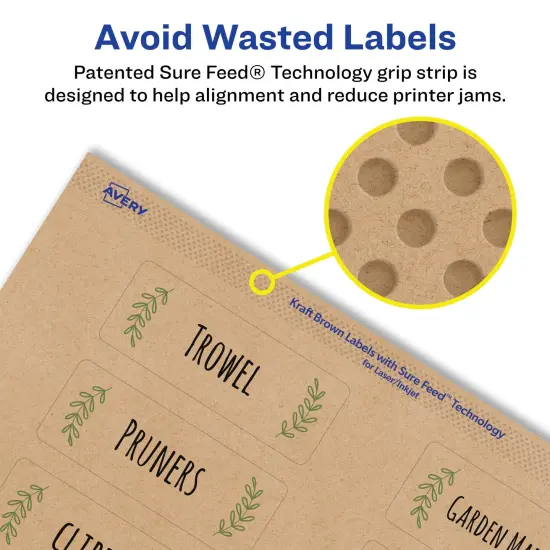 Avery Kraft Brown Rectangle Labels with Sure Feed, 1.25" x 3.75" {4}