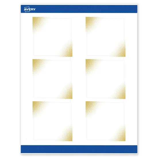 Avery Printable Square Labels with Sure Feed Technology, Pre-Printed Gold Blush Pattern, Matte White, 3" x 3", Laser & Inkjet Compatible, 60 Total, Great for Branding, Marketing, and Events {1}