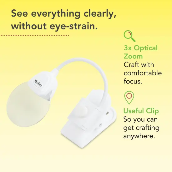 ViviLux Optical Grade 3X Magnifier with Handi-Clip, Detachable Flexible Arm for Hands-Free Precision &ndash; Attach to Sewing Machines, Embroidery Hoops, Craft Lights {3}