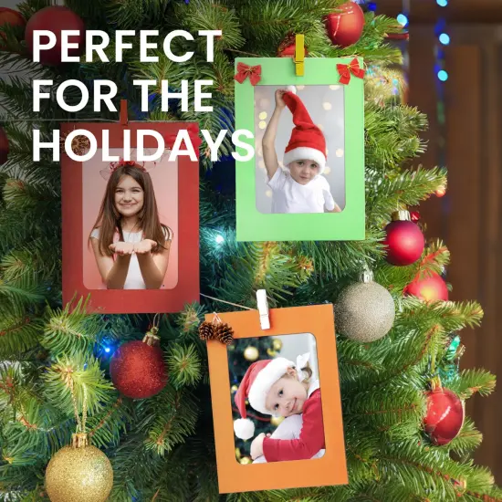 50 Pack Paper Picture Frames 4x6, DIY Cardboard Photo Hanging Display with Clips and Strings for Wall Decor (10 Colors) Multicolor {2}