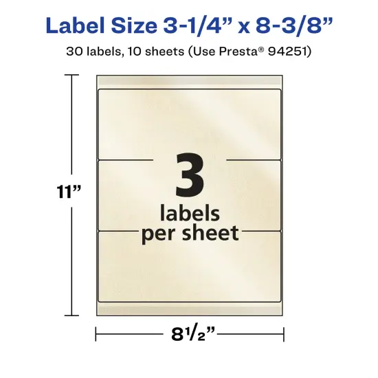 Avery Pearlized Ivory Rectangle Labels with Sure Feed Technology, 3-1/4" x 8-3/8" {5}