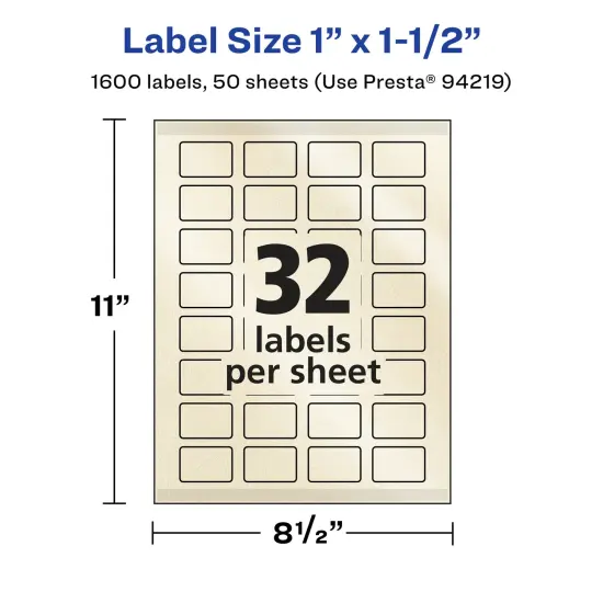 Avery Pearlized Ivory Rectangle Labels with Sure Feed Technology, Print-to-the-Edge, 1" x 1.5" {5}