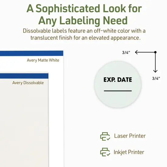 Avery Dissolvable Labels, 0.75" Diameter Round {4}