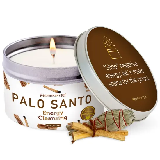 Magnificent 101 Long Lasting Palo Santo Smudge Candle | 6 Oz - 35-Hour Burn | Essential Oils, 100% Natural Ingredients | Smoke Free, Petroleum Free Candle to Cleanse Your Home Brown {2}
