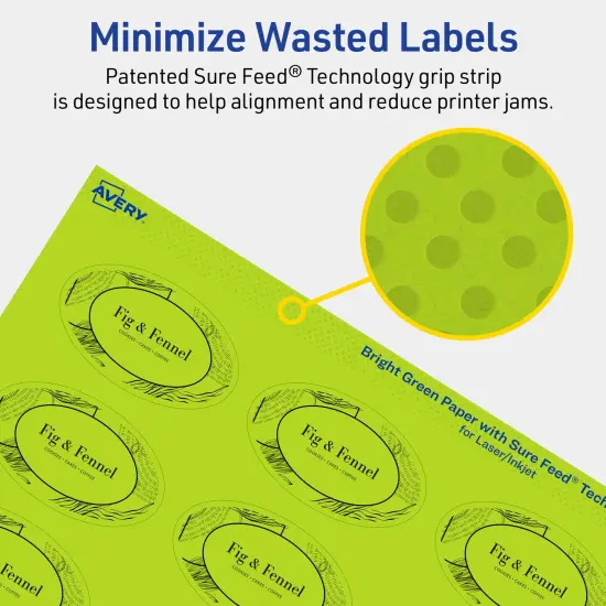 Avery Bright Green Paper Labels, 1.5" x 2.5" Oval {4}