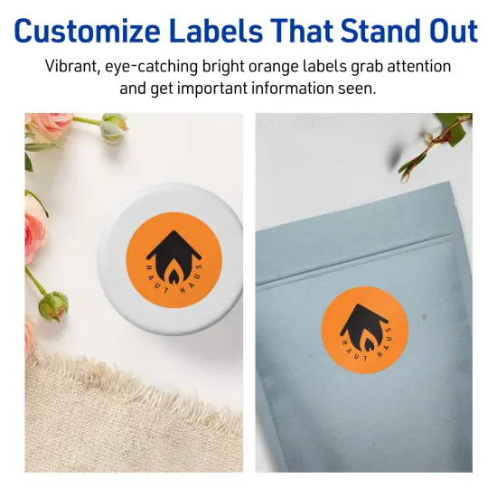 Avery Bright Orange Paper Labels, 1-2/3" Diameter Round {3}