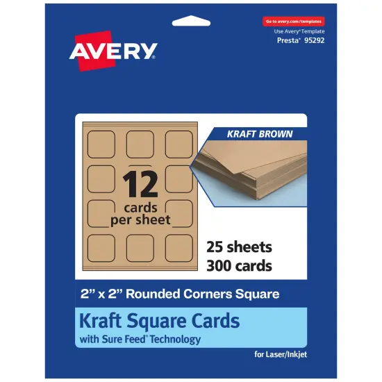 Avery Kraft Brown Square Cards, 2" x 2" Square Rounded Corners {1}