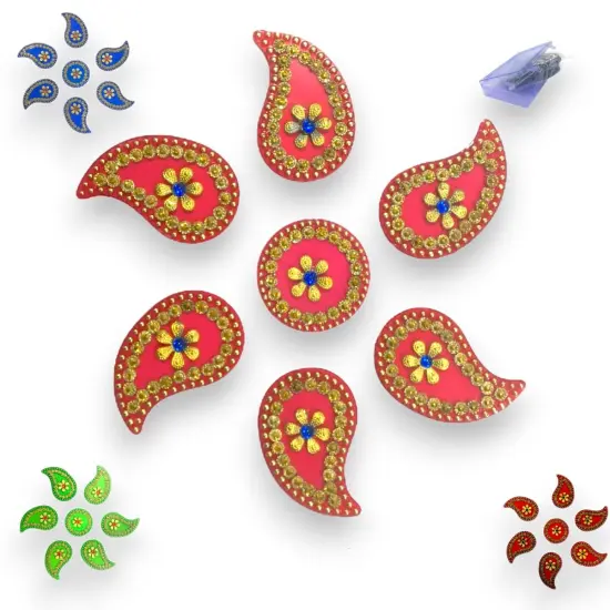 Diya Floor Rangoli Indian Traditional Handmade Reusable Acrylic Diya Rangoli Diwali Navratri Home Temple Decor Deepawali Wedding Housewarming Gift Floor Table Decoration (6.5 Inches) {5}