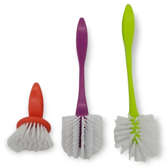 Handy Housewares 3 Piece Durable Dish Cleaning Scrubbing Brush Set - Multiple Brush Sizes {2}