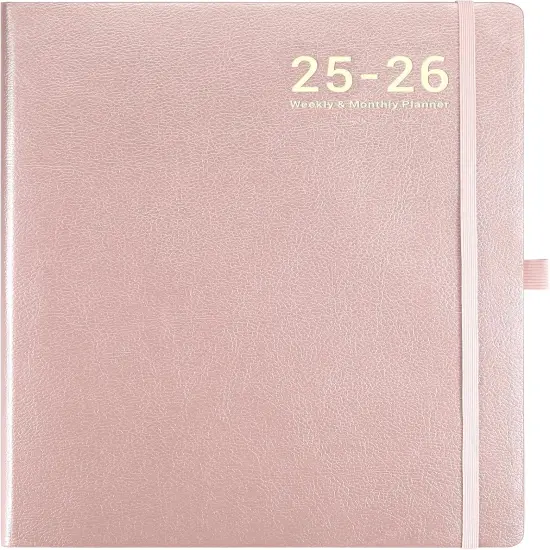 Planner 2025-2026 - JUL 2025 - JUN 2026, Academic Planner 8.5" x 11", 2025-2026 Planner Weekly and Monthly, Leather Cover Planner with Thick Paper, Back Pocket with Notes Pages - Rose Gold {4}