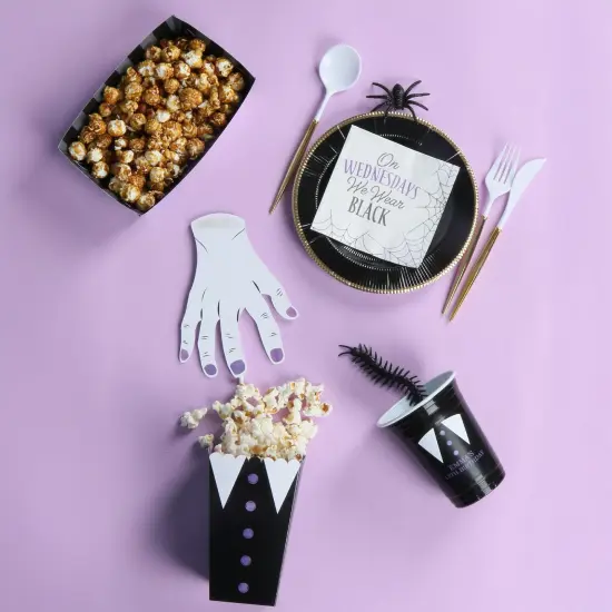 Big Dot of Happiness Goth Girl Popcorn Boxes, Black and Purple Halloween or Gothic Birthday Party Favor Treat Boxes - Set of 12 {7}