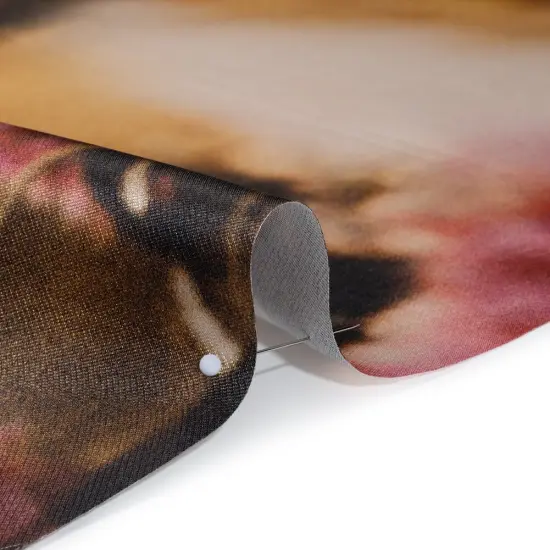 1 Yard Pink Black Golden Brown Floral Polyester Mikado Fabric Exclusive Carnation Print 57 inch Width {2}