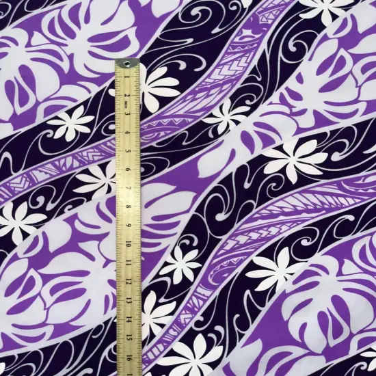 1 Yard Tiare Monstera Traditional Tattoo Poly Cotton Fabric Hawaiian Print 36 x 45in Width {4}