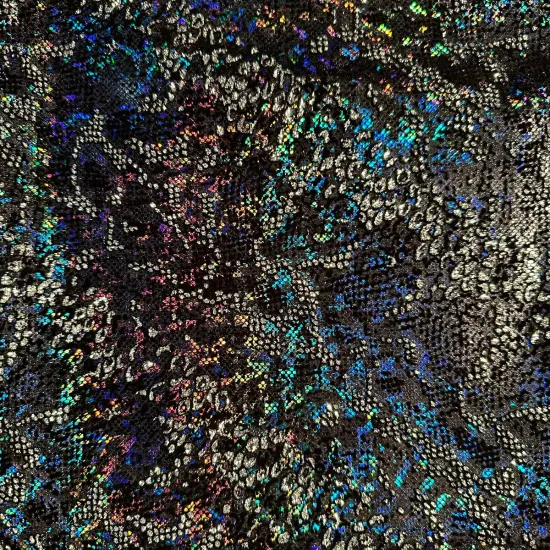 1 Yard Snake Flocking Glitter Hologram Nylon Spandex Fabric for Performance Wear, DIY Projects 60 Inch Width Red {4}