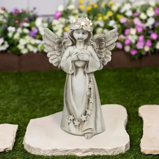 Northlight LED Lighted Angel Holding Heart Statue - 11.75" Beige {1}