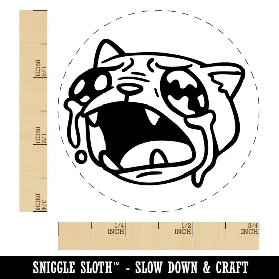 Ugly Crying Cat Watery Eyes Tears Self-Inking Rubber Stamp Crafting Planners Red {1}