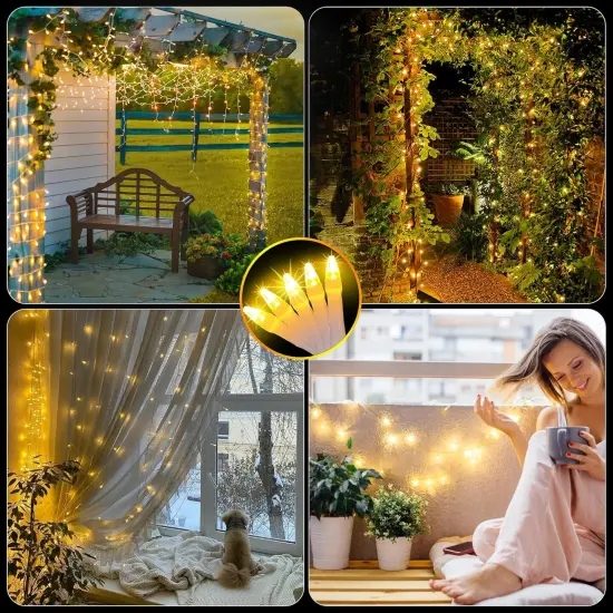 2 Pack Total 200FT 600 LED Christmas String Lights, Warm White Fairy Tree Lights Connectable {6}