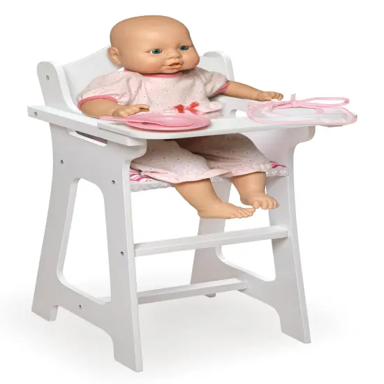 Badger Basket Doll High Chair with Accessories and Free Personalization Kit - White/Pink/Chevron {5}