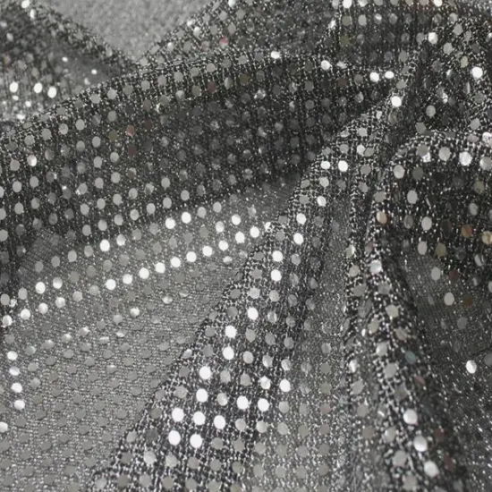 1 Yard Black or Silver Confetti Dot Sequin Fabric Sparkly Lightweight Knit 42/43" Wide {1}