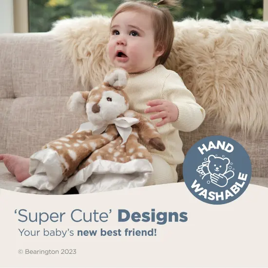 Bearington Baby Lil&rsquo; Willow Snuggler, 15 Inch Woodland Baby Fawn Plush Stuffed Animal Security Blanket Lovey for Babies, For Ages 0-3 Brown {3}