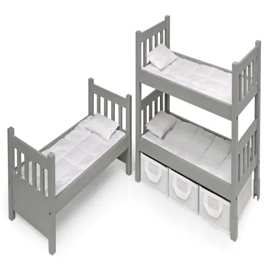 Badger Basket 1-2-3 Convertible Doll Bunk Bed with Baskets and Free Personalization Kit- Executive Gray {5}