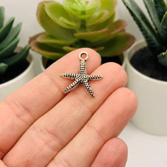 Silver Sea Star Starfish Charms, 20x20mm {2}