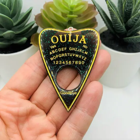 Black Ouija Planchette Pendant Charms, 42x60mm {2}