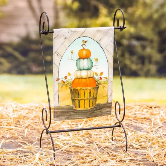 Pumpkin Topiary Garden Flag 2 Sided Fall Strie {2}