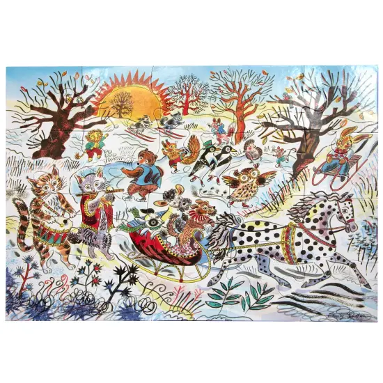 eeBoo: Winter Sleigh Ride - 20 Piece Puzzle - 15x11" Jigsaw, Oversized Pieces, Whimsical Outdoor Animal Scene, Snowy Season Play, Preschool, Kids 3+ {4}