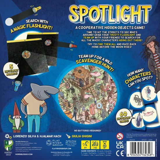 Horrible Guild: Spotlight - Family Board Game, Find Hidden Pictures With Your Magic Flashlight, Co-Op & Competitive, Ages 6+, 1-5 Players, 15 Min {3}