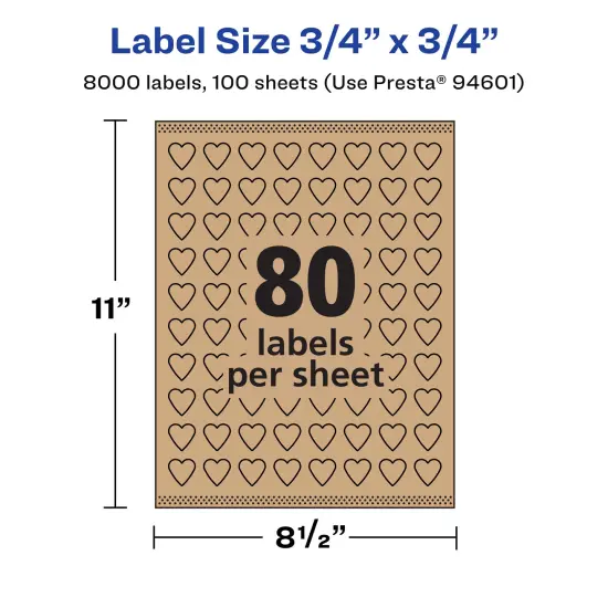 Avery Kraft Brown Heart Labels with Sure Feed, .75" x .75" {5}