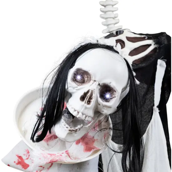 Northlight LED Lighted and Animated Skeleton Maid Head-in-Hand Halloween Figure - 57" Black {7}