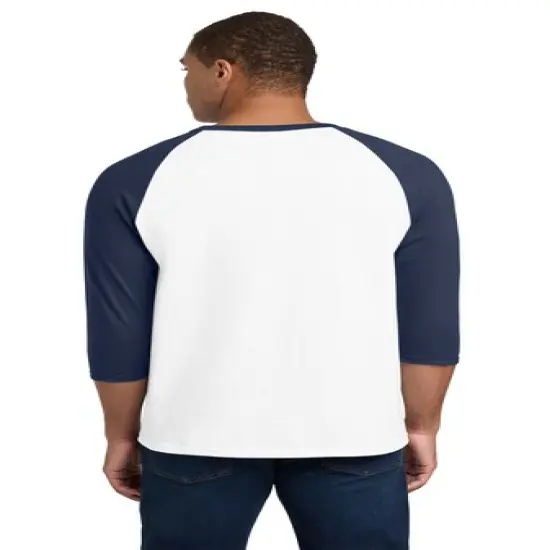 JERZEES&reg; Three-Quarter Sleeve Raglan Baseball Ringspun Crewneck T-Shirt White/ royal {7}