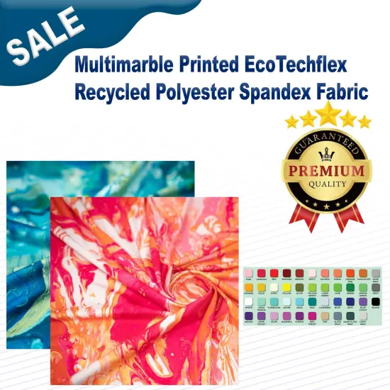 Multimarble Printed EcoTechflex Recycled Polyester Spandex Fabric Diva Blue/L {2}