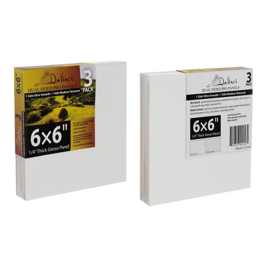 Jerry's Artarama Da Vinci Dual Sided Pro Panel Board - 3-Pack, 6x6" 6mm Deep Panels for Painting - Archival, Acid-Free Art Supplies - Ultra-Smooth & Medium Textured Paint Surfaces {3}