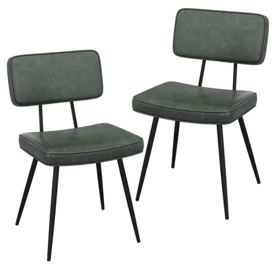 Set of 2 Dining Chairs with Padded Backrest and Seat Comfortable and Stylish Seating Dark Green {8}