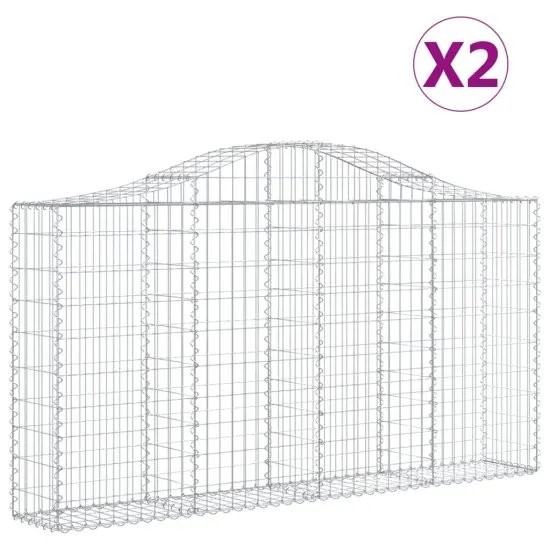 vidaXL Arched Gabion Baskets 2 pcs 78.7"x11.8"x39.4"/47.2" Galvanized Iron {2}