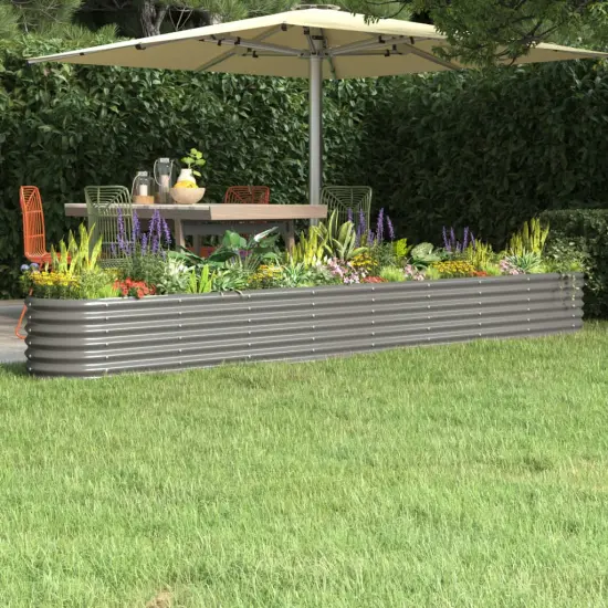 vidaXL Patio Raised Bed Powder-coated Steel 130.7"x15.7"x14.2" Gray {1}